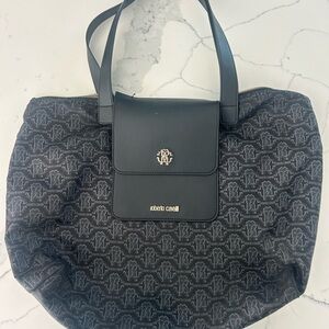 Roberto Cavalli Monogram Black Tote